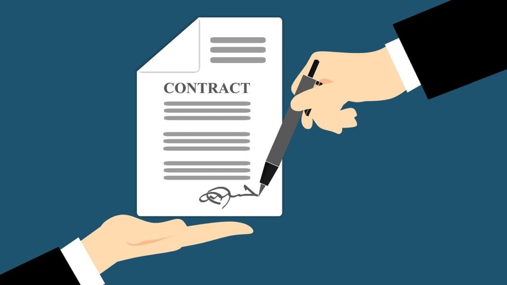 contract, signing, hand